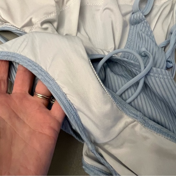 Pink | Victoria’s Secret Blue Lace Up One Piece - Picture 9 of 9